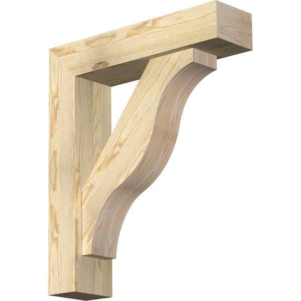 Ekena Millwork Funston Block Rough Sawn Bracket w/ Offset Brace, Douglas Fir, 6"W x 24"D x 28"H BKT0604X24X28FST05RDF - main